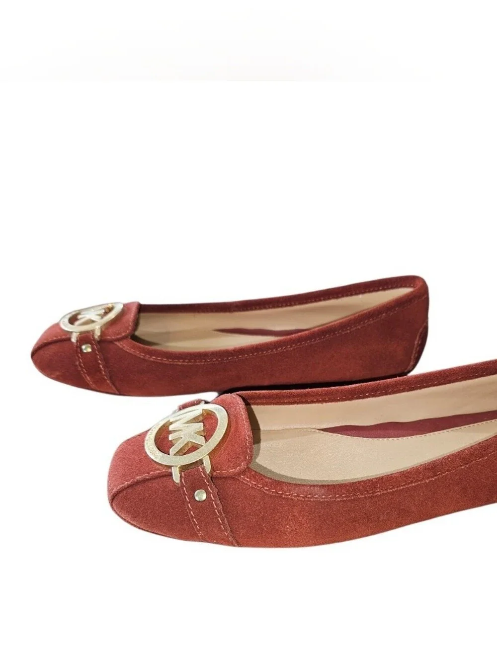 Michael Kors Rust Suede MK Logo Slip-On Flats